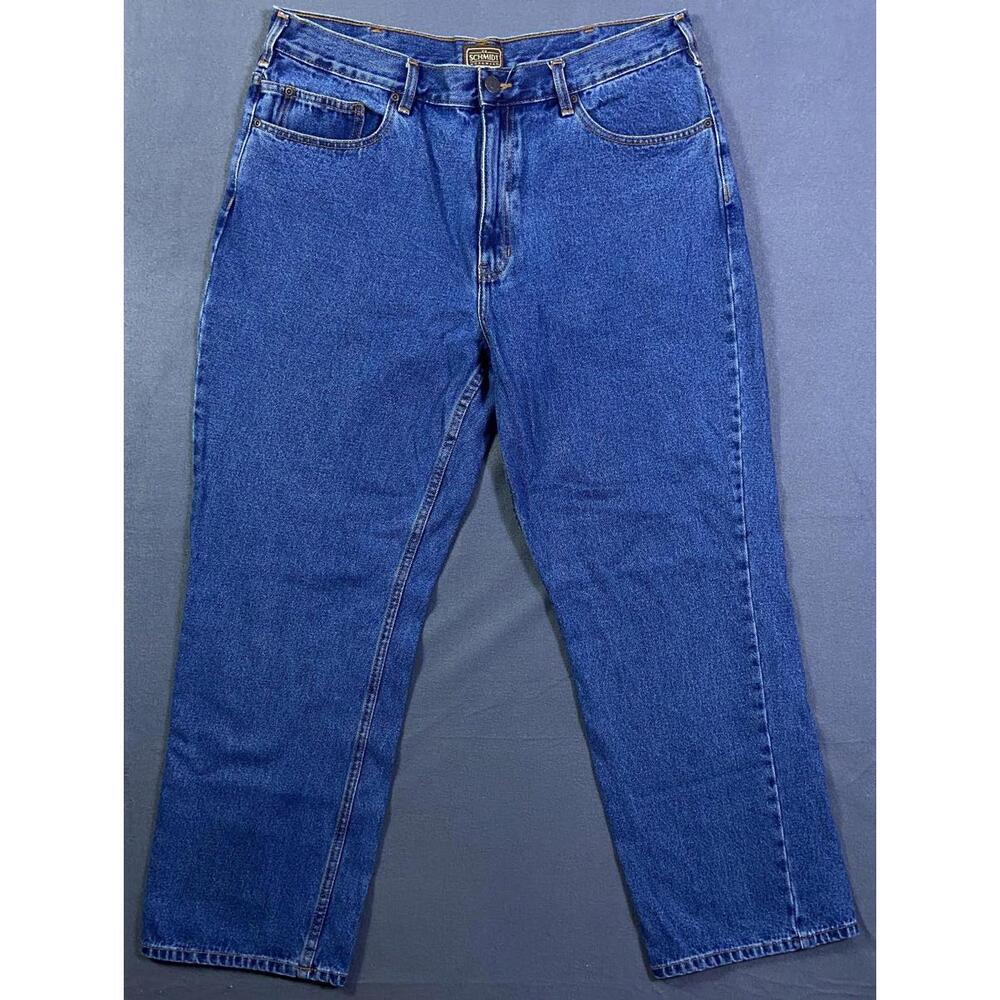 Schmidt Workwear Men Blue Jeans Relaxed Fit Rugged 36 x 30 Skater Baggy Wide Leg